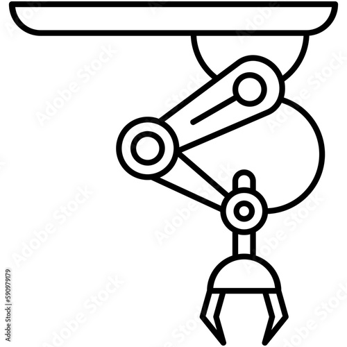 Mechanical Arm Icon, Line Icon Style, Engineer Technology Symbol Vector Stock.
