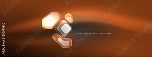 Glowing neon geometric elements abstract background. Neon light or laser show, electric impulse, power lines, techno quantum energy impulse, magic glowing dynamic lines