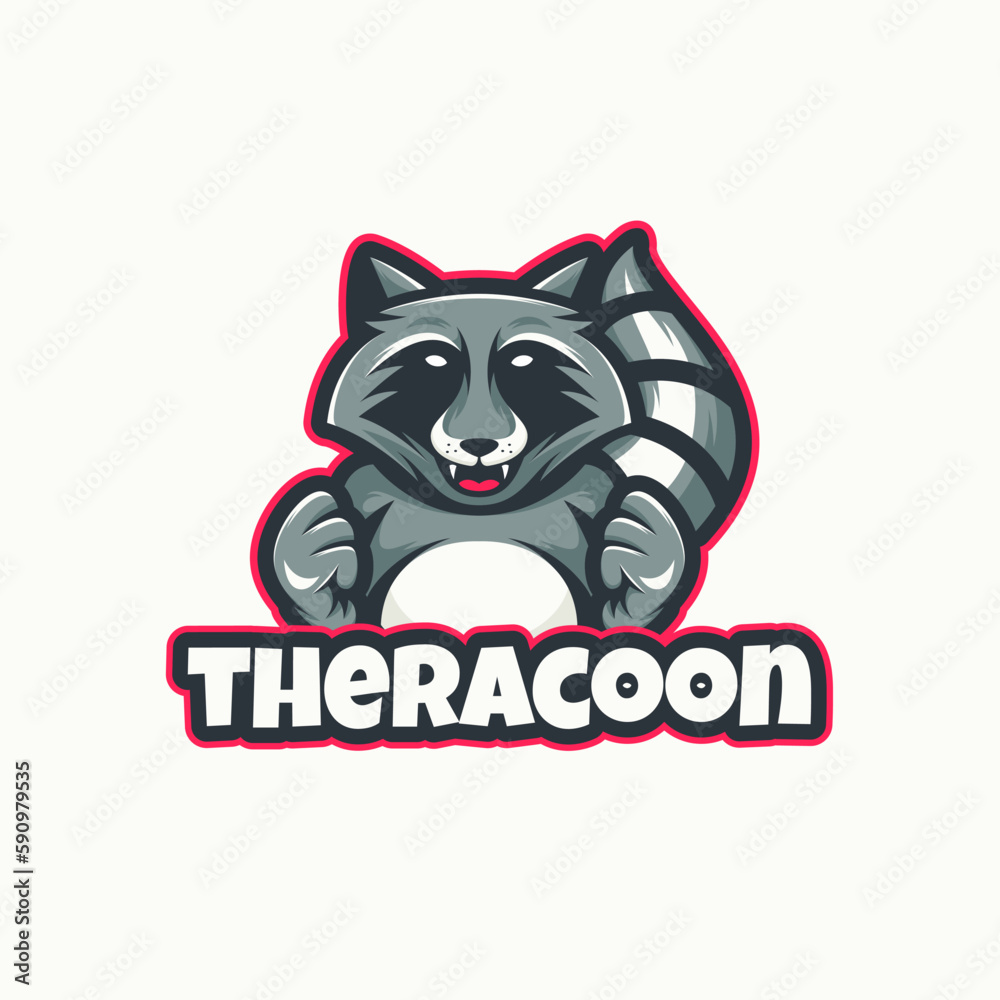 Fototapeta premium Racoon logo mascot cartoon