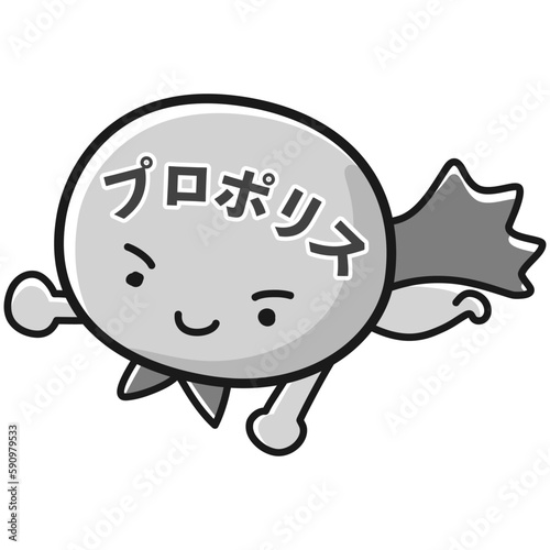 プロポリスのキャラクターのイラスト（白黒）