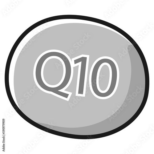 Q10のアイコンイラスト（白黒）