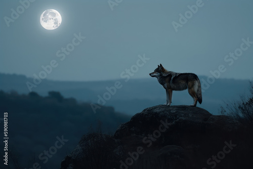Wallpaper Mural wolf howling at the moon Torontodigital.ca