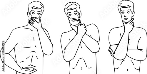 man shaving vector