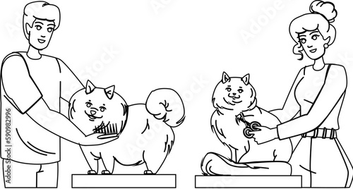 pet groomer vector