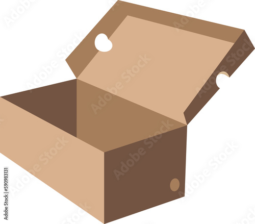 Corrugated cardboard shoe box equipped with a handle hole for easy lifting, with die cut specifications