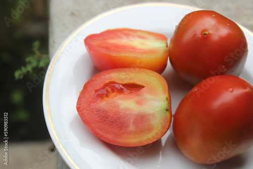 closeup sliced tomato