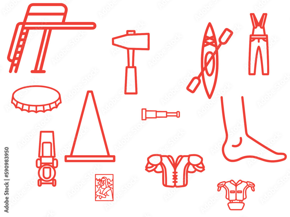 Different icons for different things, sports, work, hobbies leisure Different icons for different things, sports, work, hobbies leisure