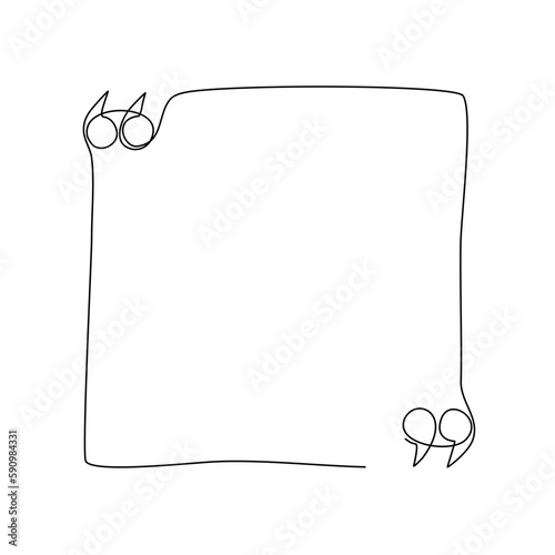Continuous line drawing of Quote template on white background.