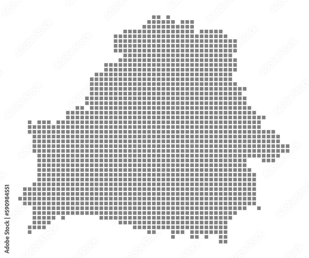 Pixel map of Belarus. dotted map of Belarus isolated on white background. Abstract computer graphic of map.