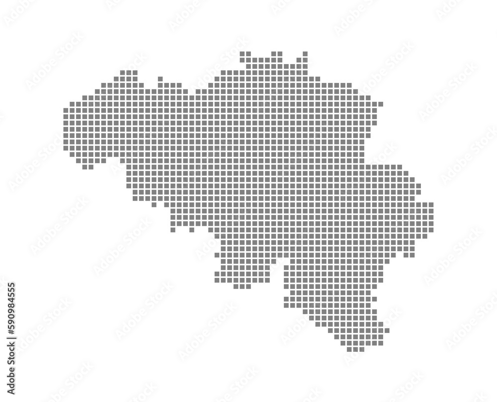 Pixel map of Belgium. dotted map of Belgium isolated on white background. Abstract computer graphic of map.
