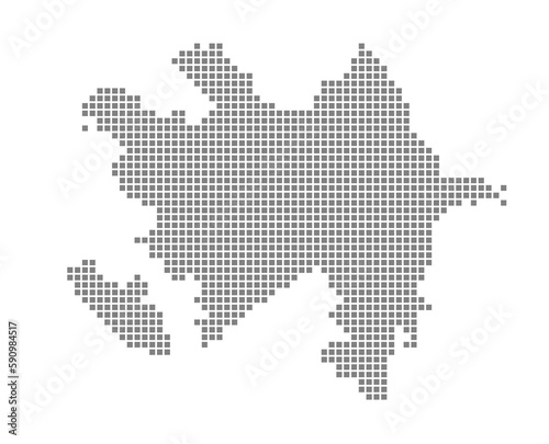 Pixel map of Azerbaijan. dotted map of Azerbaijan isolated on white background. Abstract computer graphic of map.