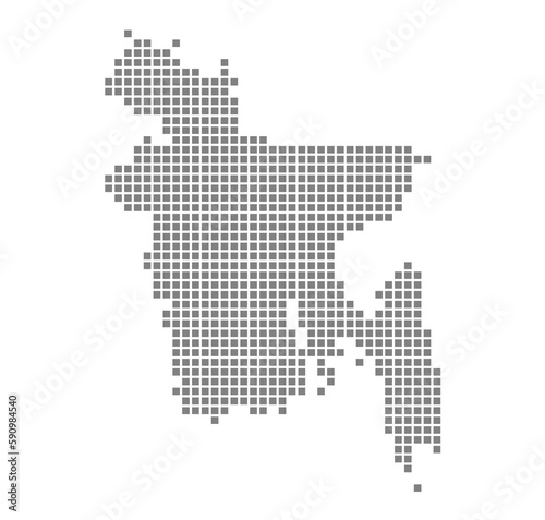 Pixel map of Bangladesh. dotted map of Bangladesh isolated on white background. Abstract computer graphic of map.