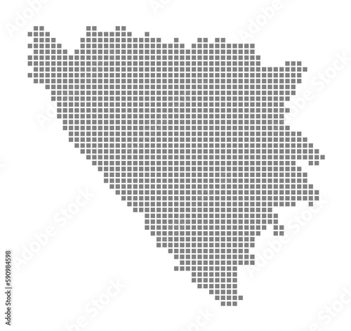Pixel map of Bosnia Herzego vinaCantons. dotted map of Bosnia isolated on white background. Abstract computer graphic of map. photo