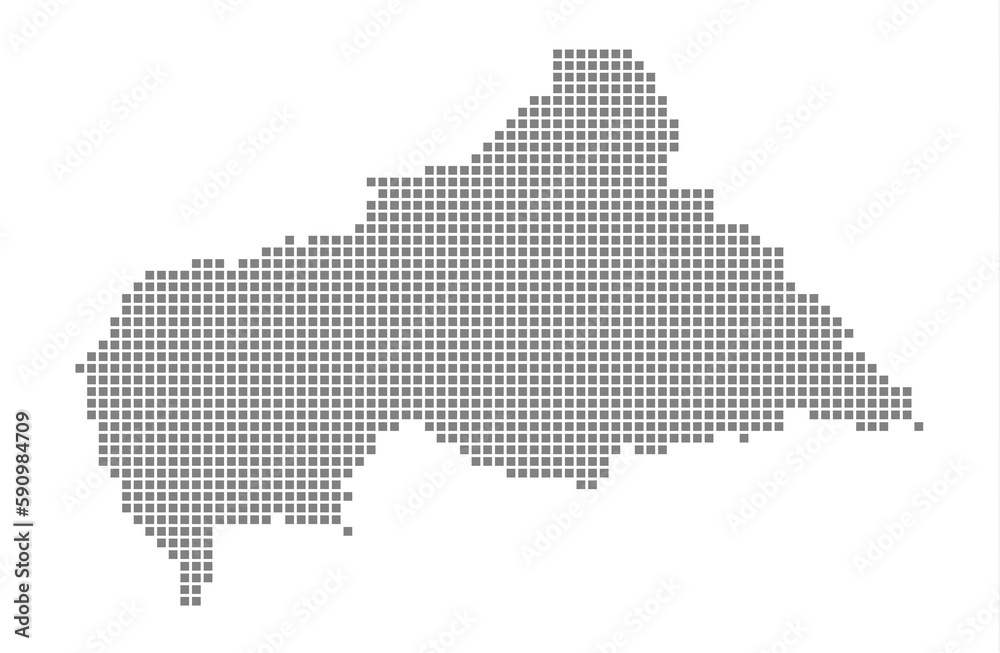 Pixel map of Central African Republic. dotted map of Central African isolated on white background. Abstract computer graphic of map.