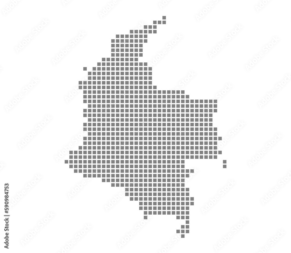 Pixel map of Colombia. dotted map of Colombia isolated on white background. Abstract computer graphic of map.