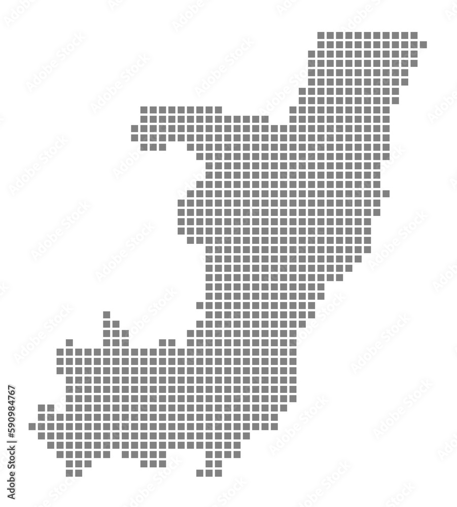 Obraz premium Pixel map of Congo. dotted map of Congo isolated on white background. Abstract computer graphic of map.
