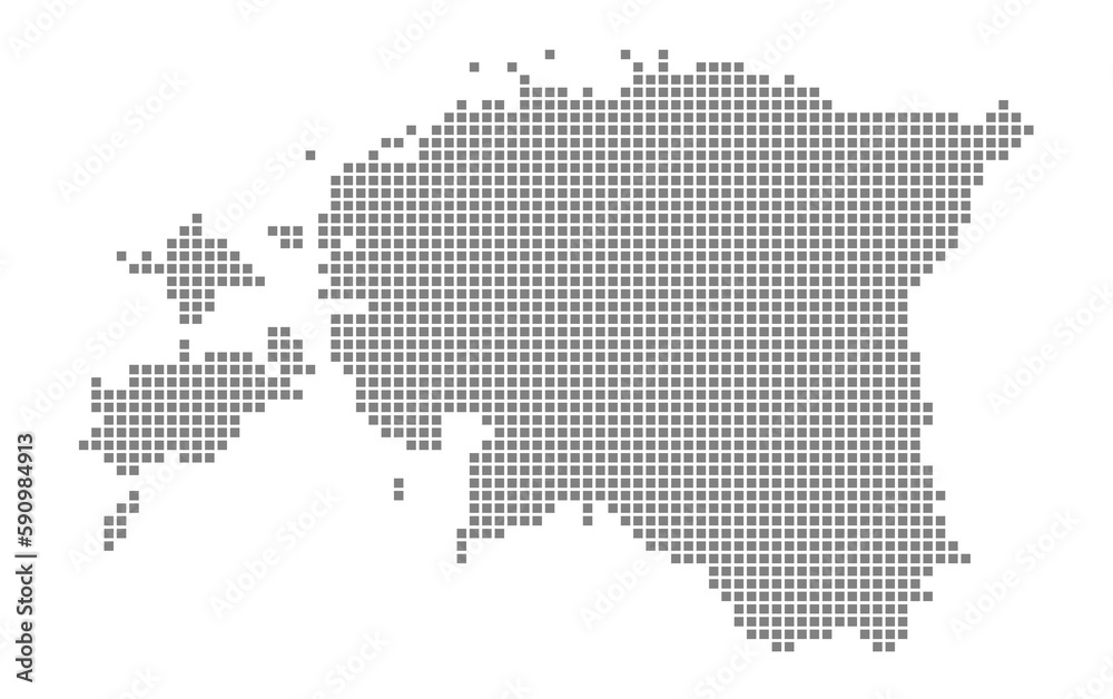 Pixel map of Estonia. dotted map of Estonia isolated on white background. Abstract computer graphic of map.