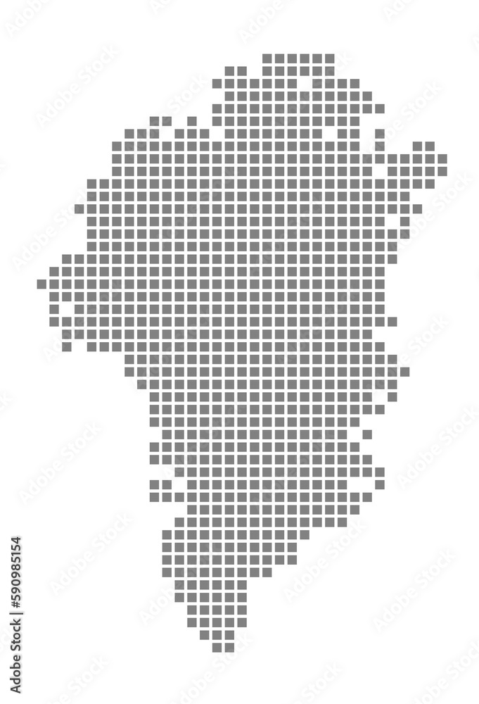 Pixel map of Greenland. dotted map of Greenland isolated on white background. Abstract computer graphic of map.