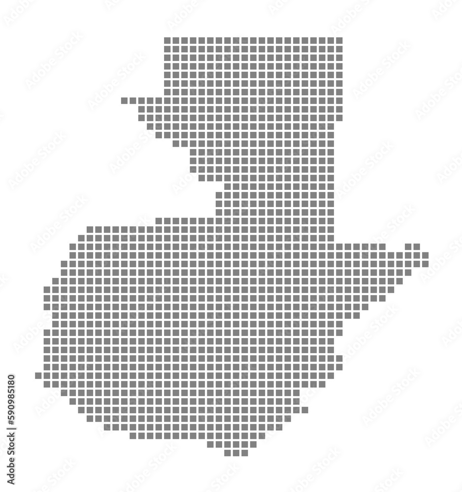 Pixel map of Guatemala. dotted map of Guatemala isolated on white background. Abstract computer graphic of map.