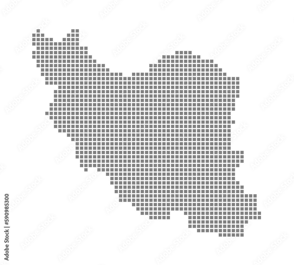 Pixel map of Iran. dotted map of Iran isolated on white background. Abstract computer graphic of map.