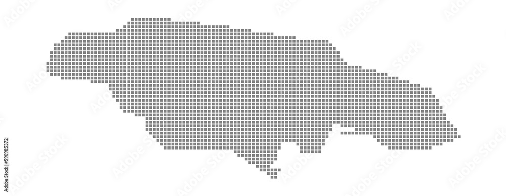 Pixel map of Jamaica. dotted map of Jamaica isolated on white background. Abstract computer graphic of map.