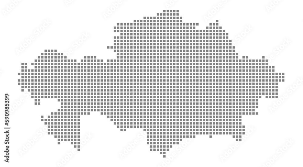 Pixel map of Kazakhstan. dotted map of Kazakhstan isolated on white background. Abstract computer graphic of map.