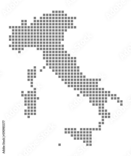Pixel map of Italy. dotted map of Italy isolated on white background. Abstract computer graphic of map.