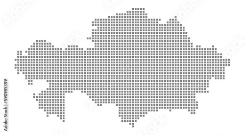 Pixel map of Kazakhstan. dotted map of Kazakhstan isolated on white background. Abstract computer graphic of map.