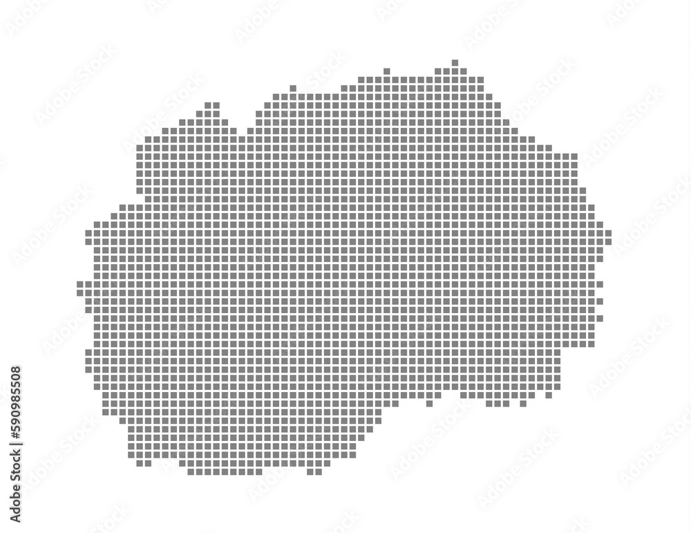 Pixel map of Macedonia. dotted map of Macedonia isolated on white background. Abstract computer graphic of map. Pixel map of Macedonia. dotted map of Macedonia isolated on white background. Abstract computer graphic of map.