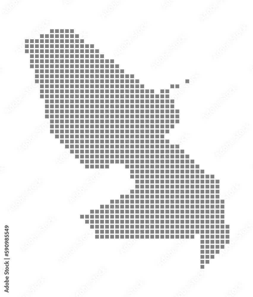 Pixel map of Martinique. dotted map of Martinique isolated on white background. Abstract computer graphic of map.