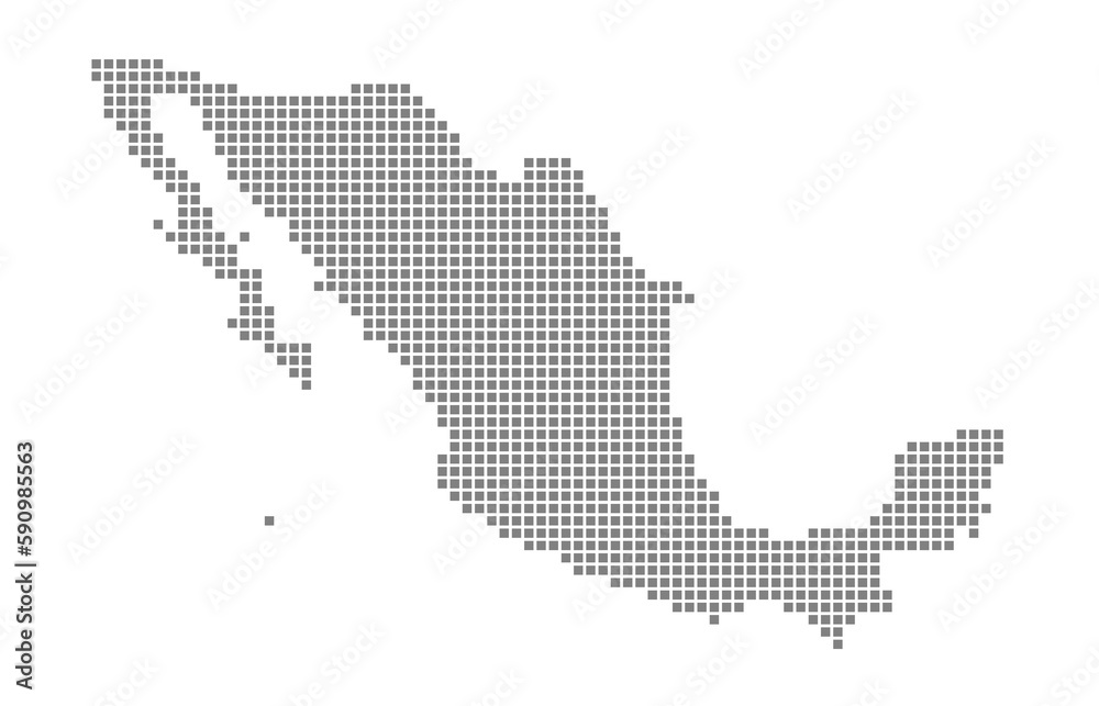 Pixel map of Mexico. dotted map of Mexico isolated on white background. Abstract computer graphic of map.