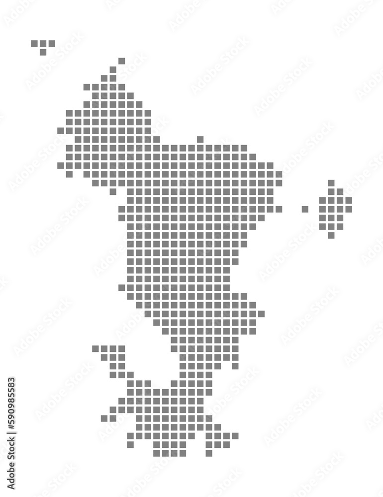 Pixel map of Mayotte. dotted map of Mayotte isolated on white background. Abstract computer graphic of map.