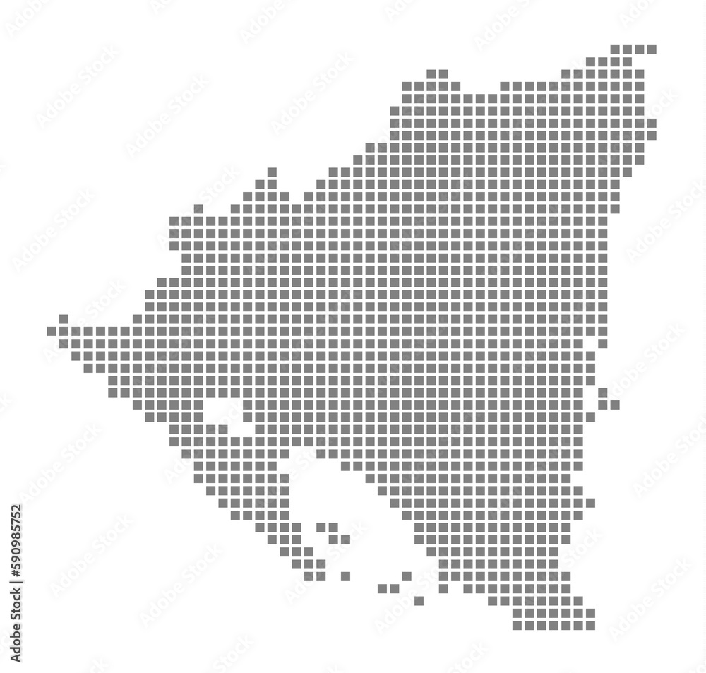 Pixel map of Nicaragua. dotted map of Nicaragua isolated on white background. Abstract computer graphic of map.