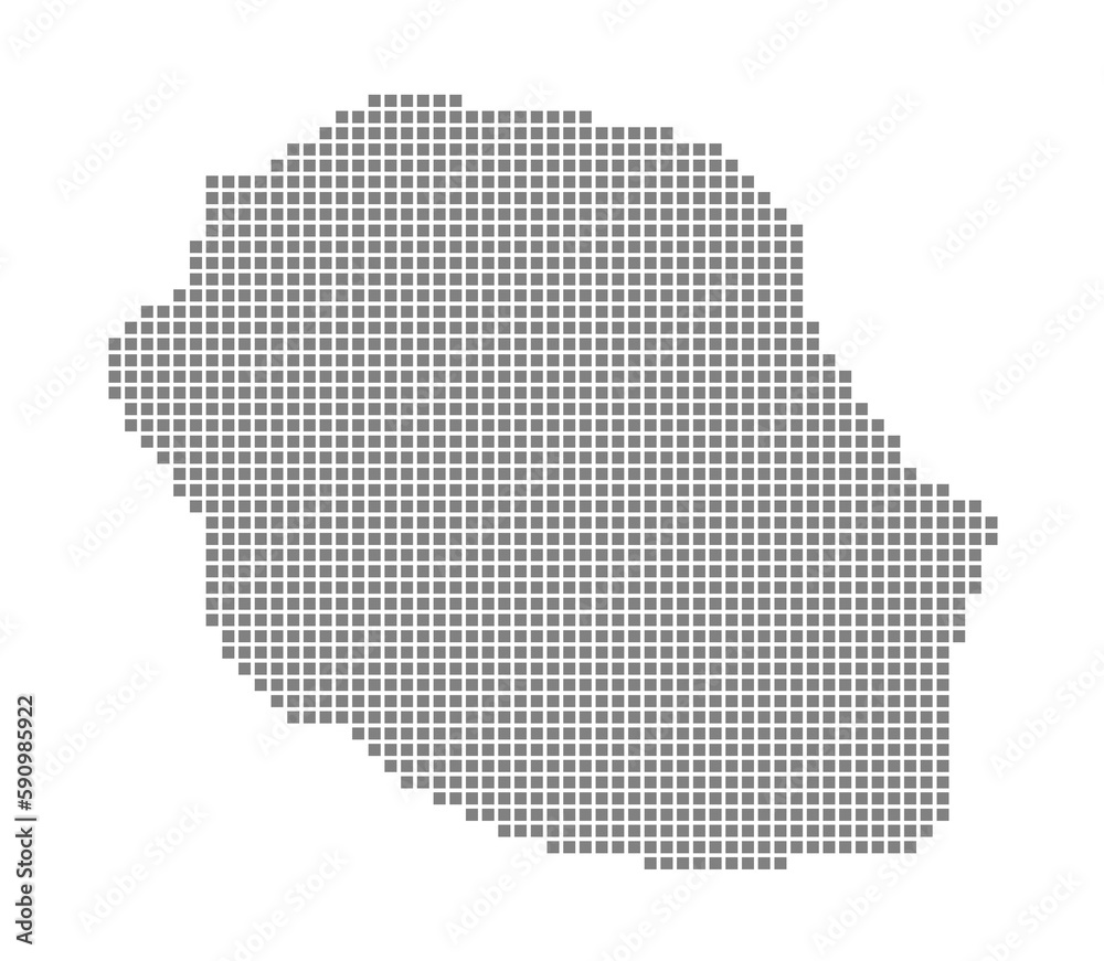 Pixel map of Reunion. dotted map of Reunion isolated on white background. Abstract computer graphic of map.