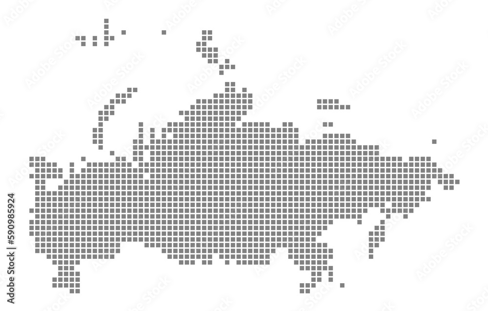 Pixel map of Russia. dotted map of Russia isolated on white background. Abstract computer graphic of map.