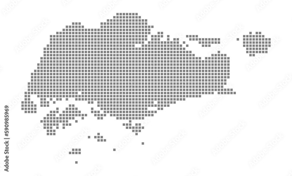 Pixel map of Singapore. dotted map of Singapore isolated on white background. Abstract computer graphic of map.