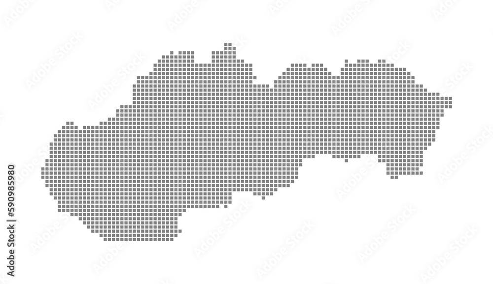 Pixel map of Slovakia. dotted map of Slovakia isolated on white background. Abstract computer graphic of map.