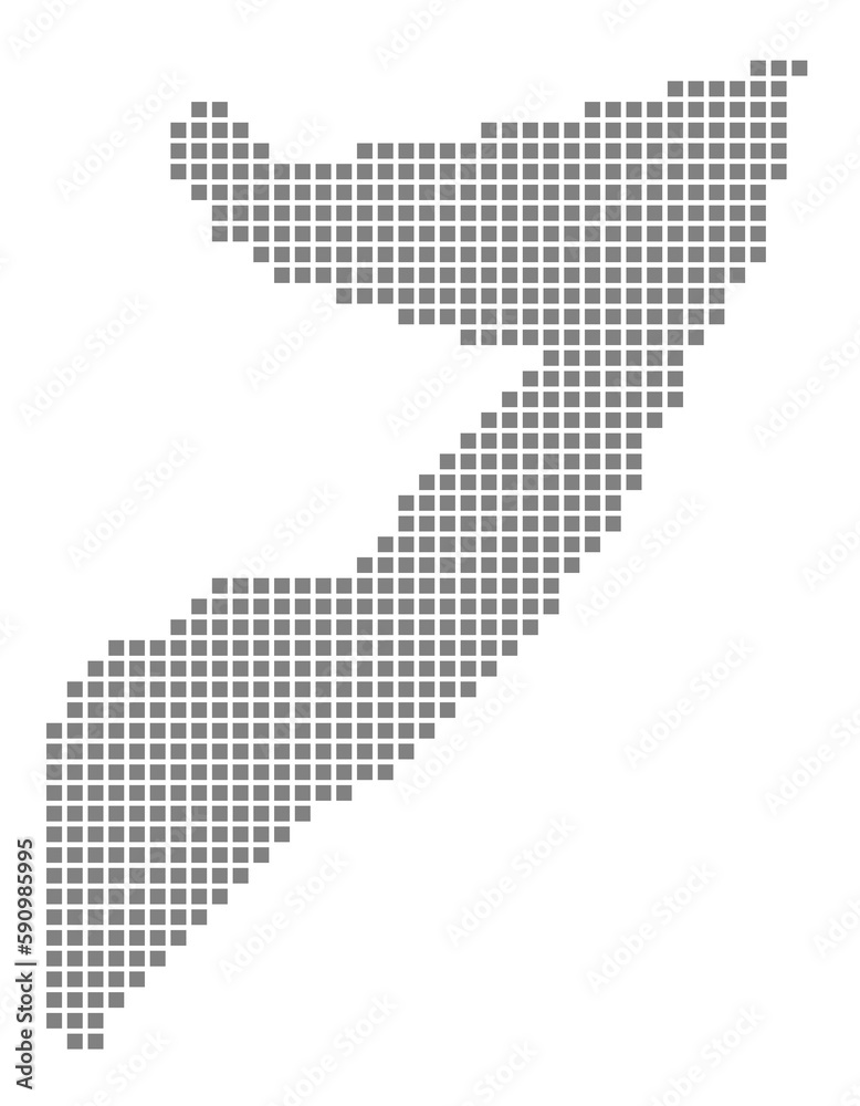 Pixel map of Somalia. dotted map of Somalia isolated on white background. Abstract computer graphic of map.