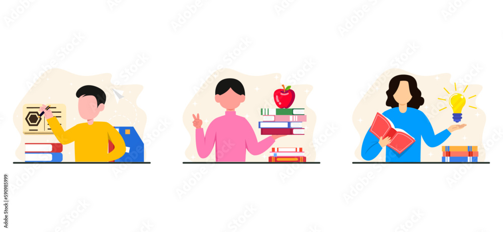 World Book Day Bundle Flat Illustration World Book Day Bundle Flat Illustration