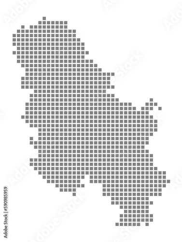 Pixel map of Serbia No Kosovo. dotted map of Serbia  isolated on white background. Abstract computer graphic of map.