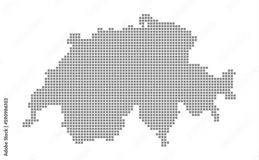Pixel map of Switzerland. dotted map of Switzerland isolated on white background. Abstract computer graphic of map.