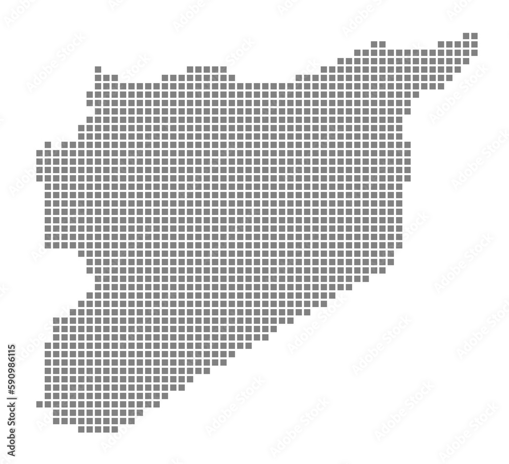 Pixel map of Syria. dotted map of Syria isolated on white background. Abstract computer graphic of map.