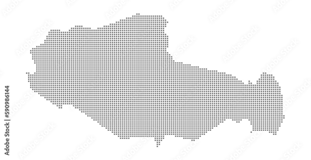 Pixel map of Tibet. dotted map of Tibet isolated on white background. Abstract computer graphic of map.