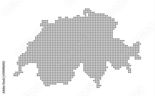 Pixel map of Switzerland. dotted map of Switzerland isolated on white background. Abstract computer graphic of map.