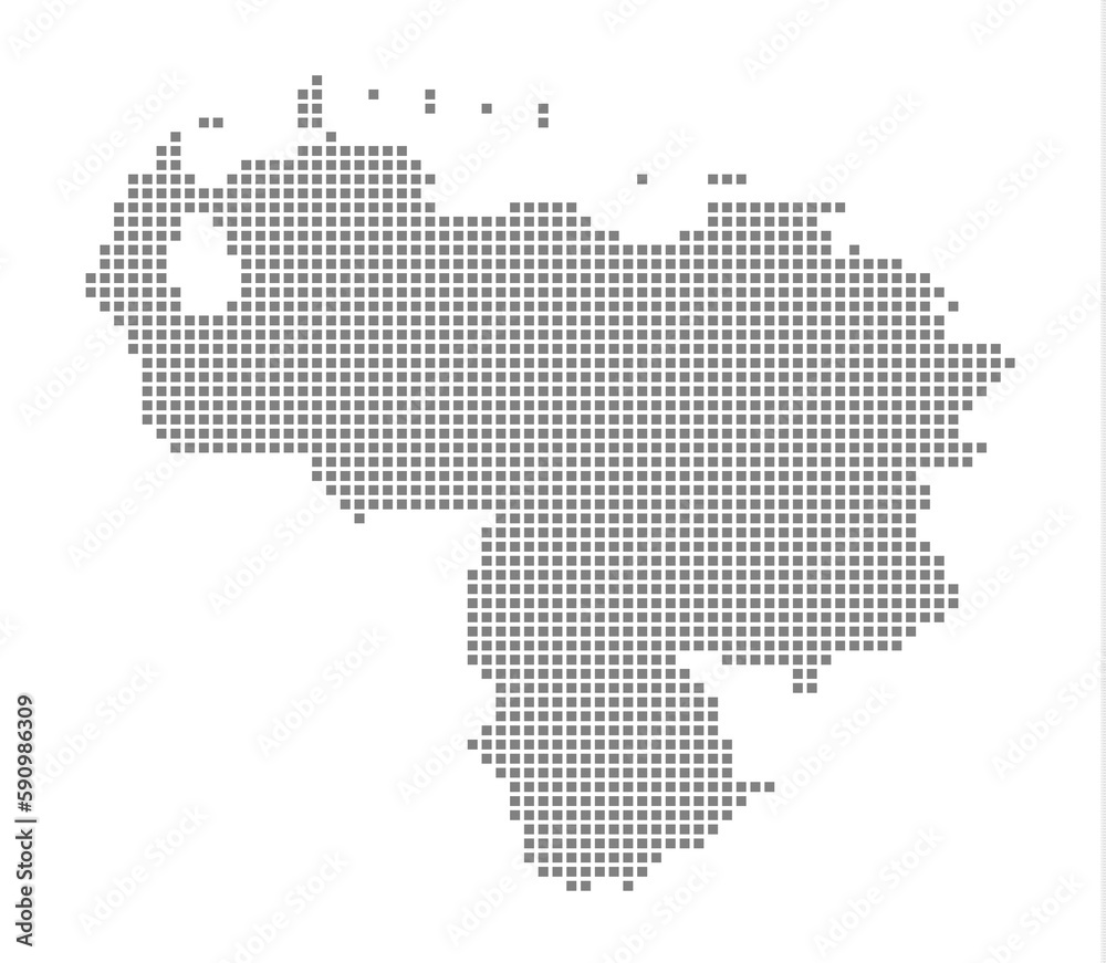 Pixel map of Venezuela. dotted map of Venezuela isolated on white background. Abstract computer graphic of map.