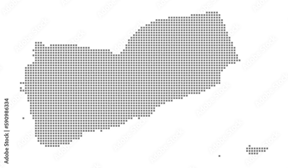 Pixel map of Yemen. dotted map of Yemen isolated on white background. Abstract computer graphic of map.