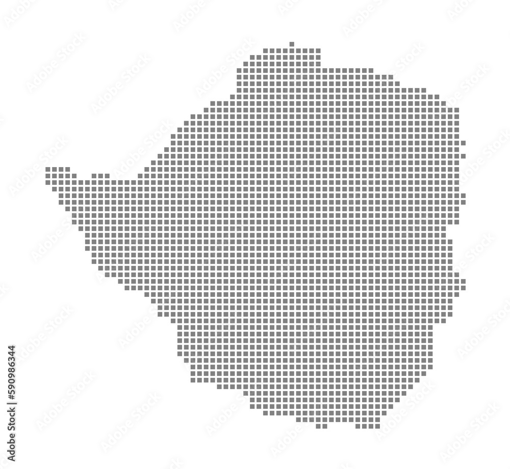 Pixel map of Zimbabwe. dotted map of Zimbabwe isolated on white background. Abstract computer graphic of map.
