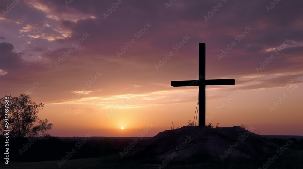 cross at sunset