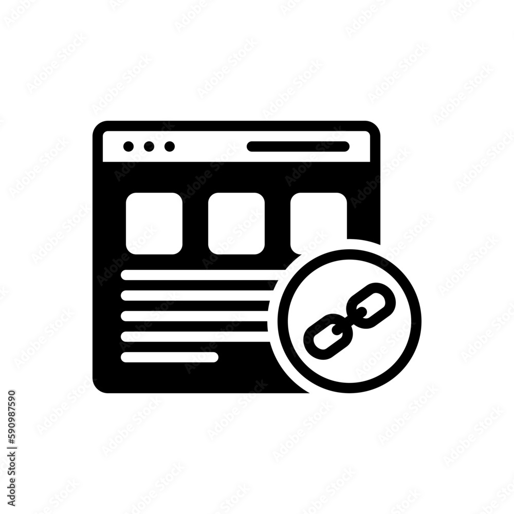 Black solid icon for link Black solid icon for link