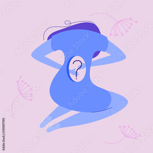 The concept, woman baby loss because infertile. She has miscarriage, pregnancy loss. It is grief. The patient has depressed, health hole.
